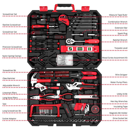 228-Piece Home & Auto Tool Kit with Socket Wrench Set
