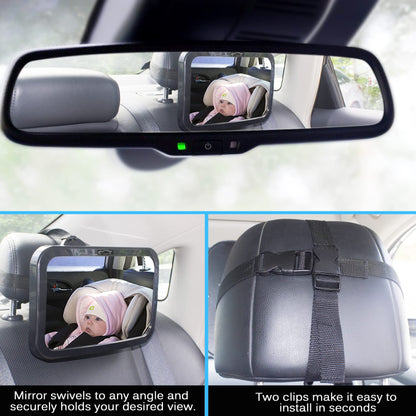 Baby Car Seat Rearview Mirror with 360° Rotation (Shatterproof)