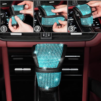 30-Piece Rhinestone Car Interior Accessory Set (Steering Wheel Cover & More)
