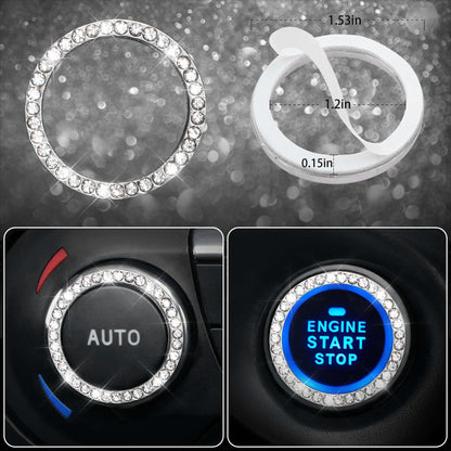 Rhinestone Car Interior Accessory Set (Steering Wheel Cover, Seat Belt Cushion & More)