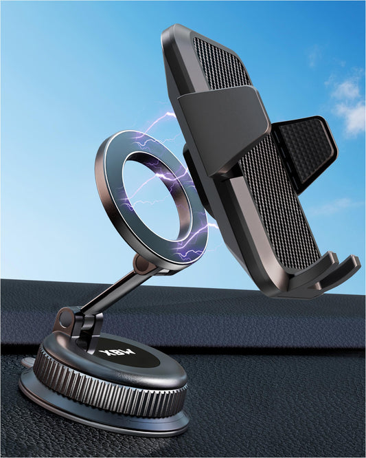 2-in-1 Magnetic Car Phone Mount with Suction Base & 360° Adjustment