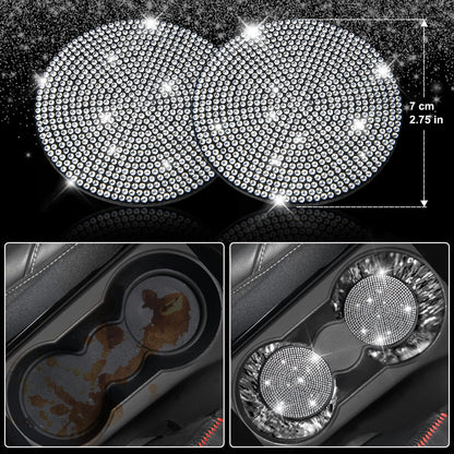 Rhinestone Car Interior Accessory Set (Steering Wheel Cover, Seat Belt Cushion & More)